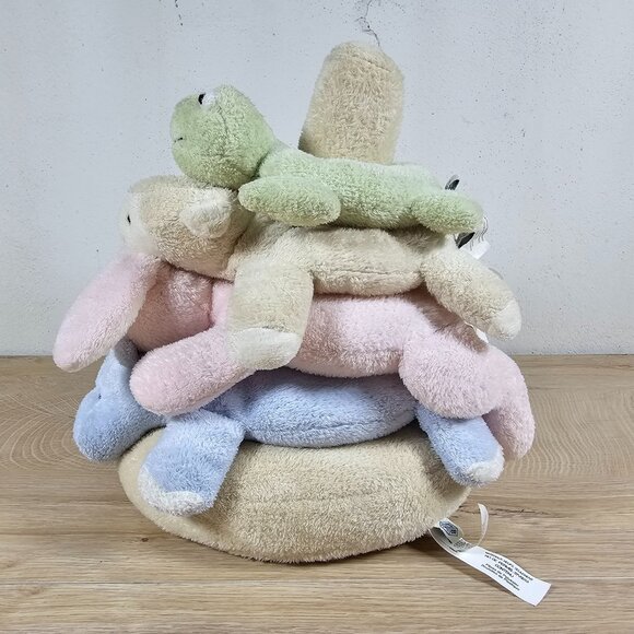 Pottery Barn Kids Ring Stacker Baby Plush Toy Bunny Hippo Lamb Frog Pastel - Picture 6 of 11